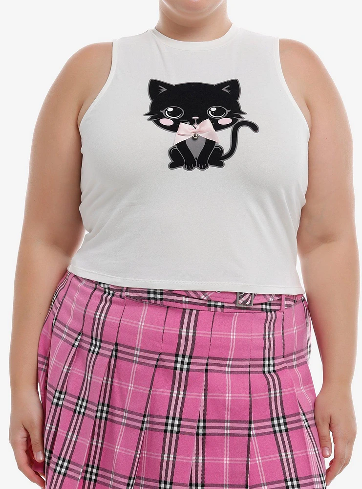 Sweet Society Black Cat Bow Girls Tank Top Plus