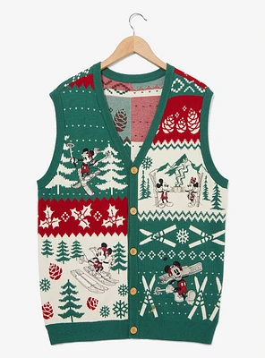 Our Universe Disney Mickey Mouse Skiing Embroidered Sweater Vest — BoxLunch Exclusive