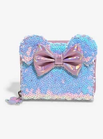 Loungefly Disney Minnie Mouse Ears Holographic Sequined Small Zip Wallet