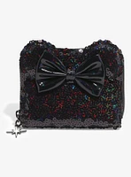 Loungefly Disney Minnie Mouse Black Holographic Sequin Small Zip Wallet