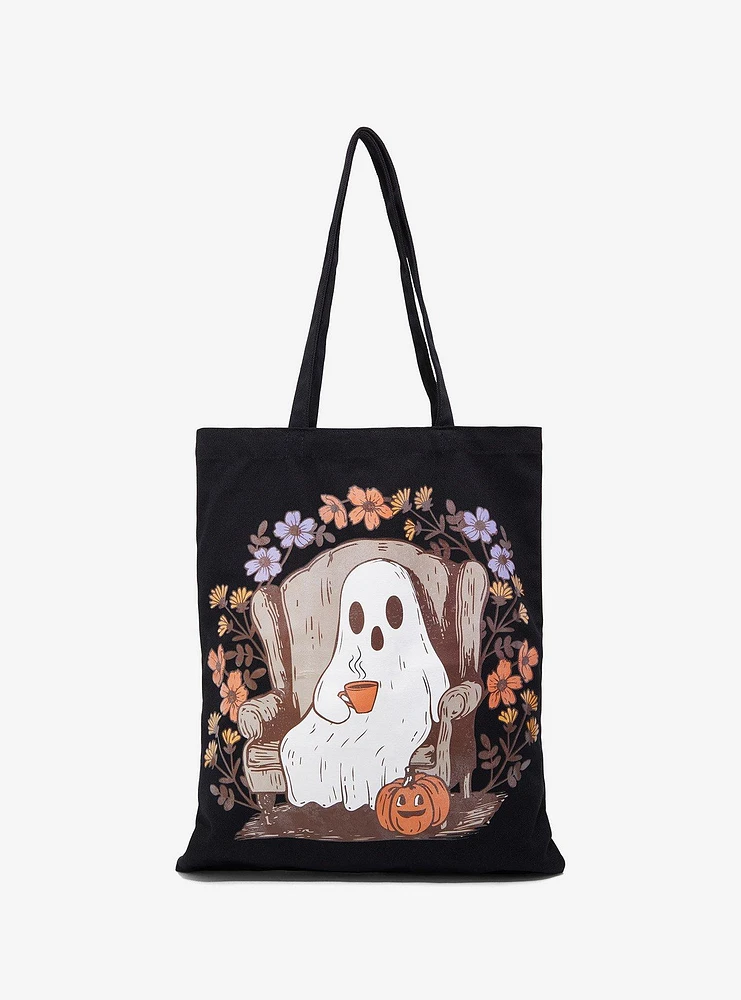 Cozy Ghost Fall Canvas Tote Bag