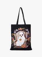 Cozy Ghost Fall Canvas Tote Bag