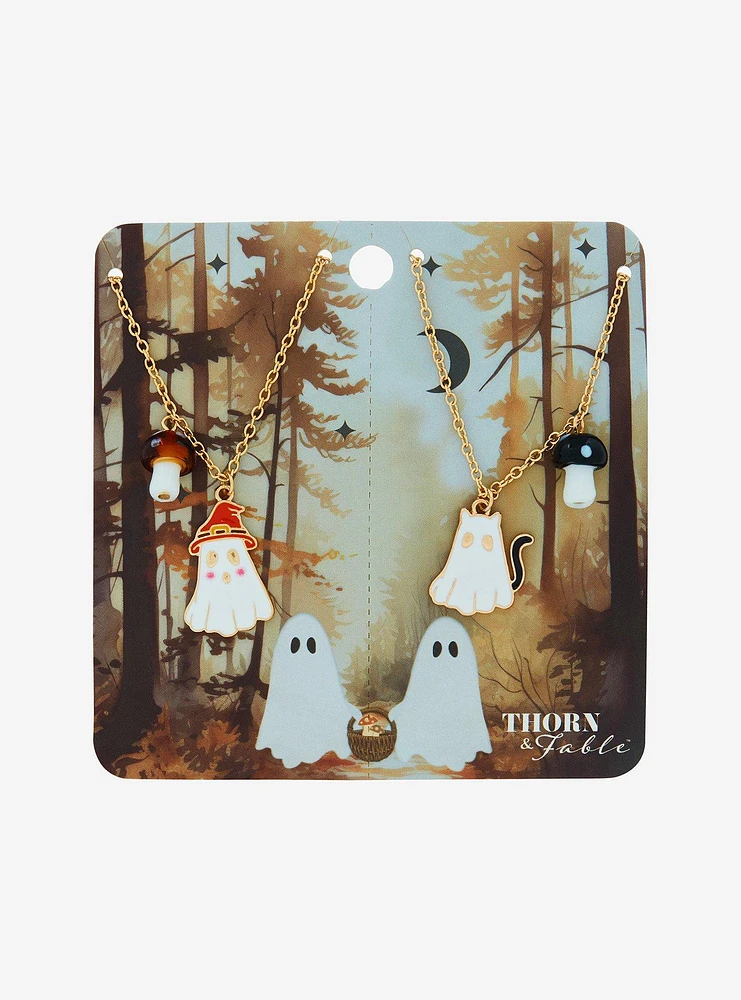 Thorn & Fable Witch Cat Ghost Best Friend Necklace Set