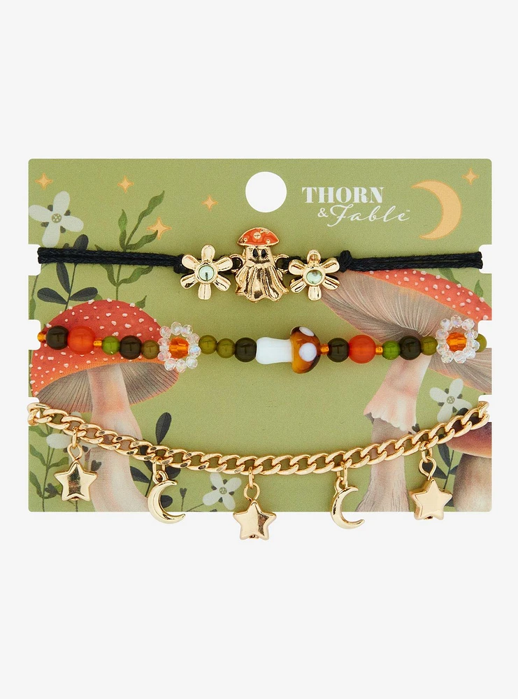 Thorn & Fable Ghost Mushroom Bracelet Set