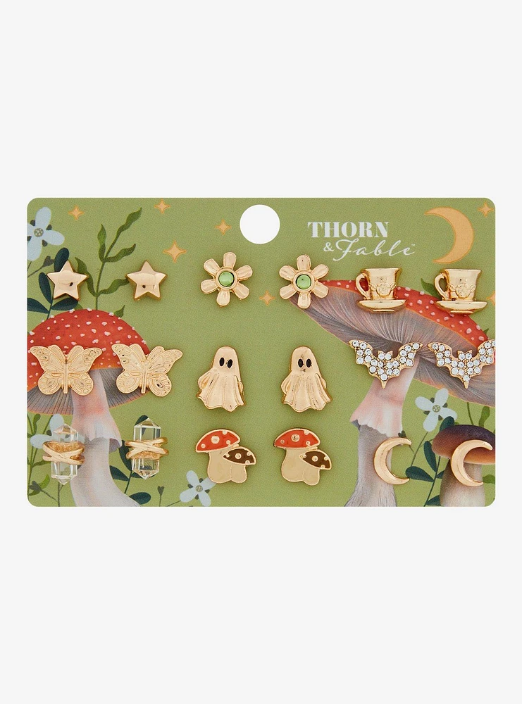 Thorn & Fable Ghost Mushroom Stud Earring Set