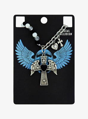 Social Collision Wined Cross Pendant Necklace