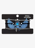 Social Collision Blue Heart Skull Bracelet Set