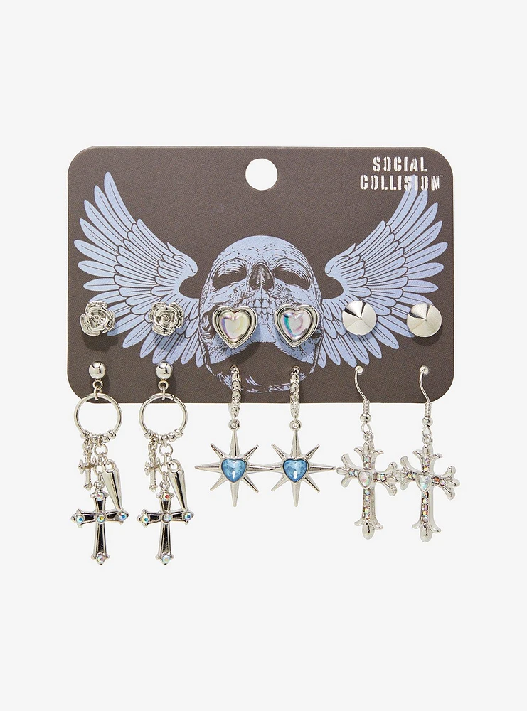 Social Collision Spike Star Gothic Cross Earring Set