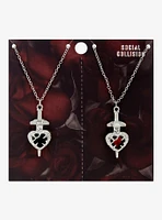 Social Collision Heart Gem Dagger Best Friend Necklace Set