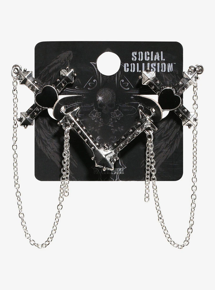 Social Collision Sword Chain Front/Back Earrings