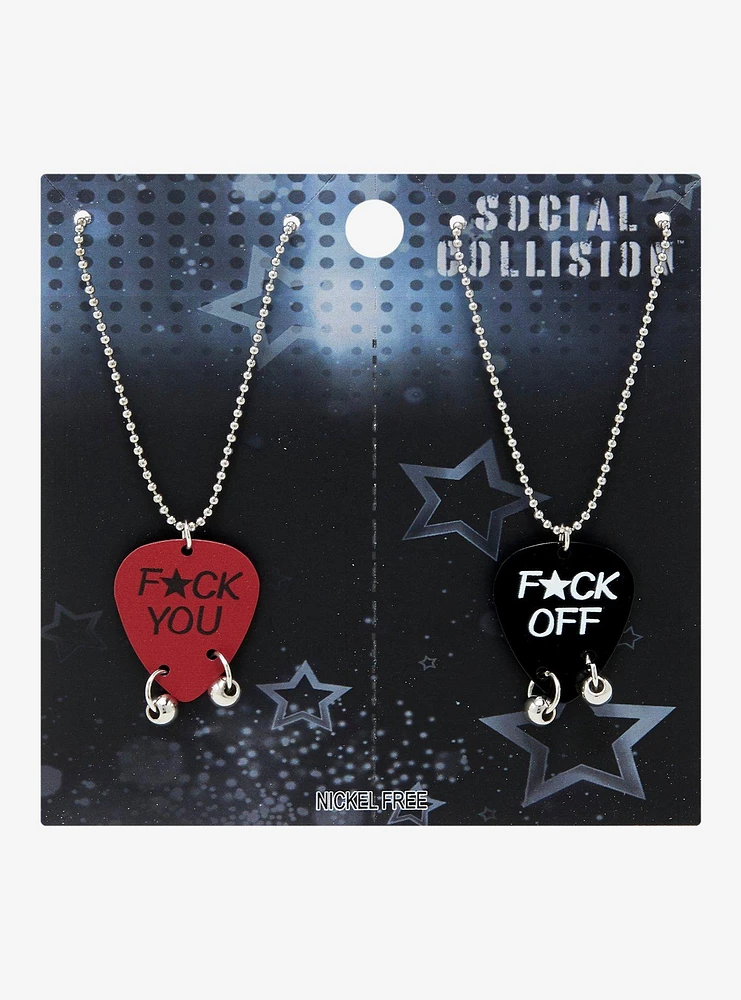 Social Collision Guitar Pick Best Friend Necklace Set