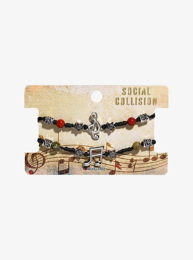 Social Collision Musical Note Best Friend Cord Bracelet Set