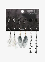 Thorn & Fable Black Rose Wing Earring Set