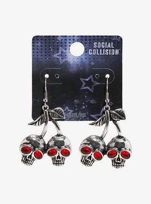 Social Collision Skull Cherry Drop Earrings