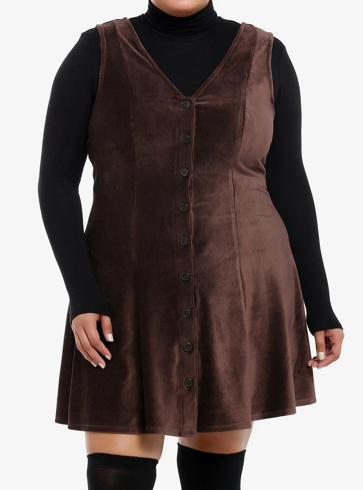 Thorn & Fable Brown Corduroy Tank Dress Plus