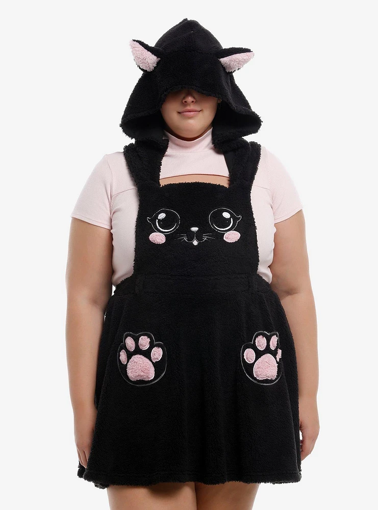 Sweet Society Black Cat Fuzzy Hooded Skirtall Plus