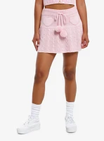 Sweet Society Pastel Pink Cable Knit Heart Mini Skirt