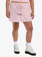 Sweet Society Pastel Pink Cable Knit Heart Mini Skirt Plus