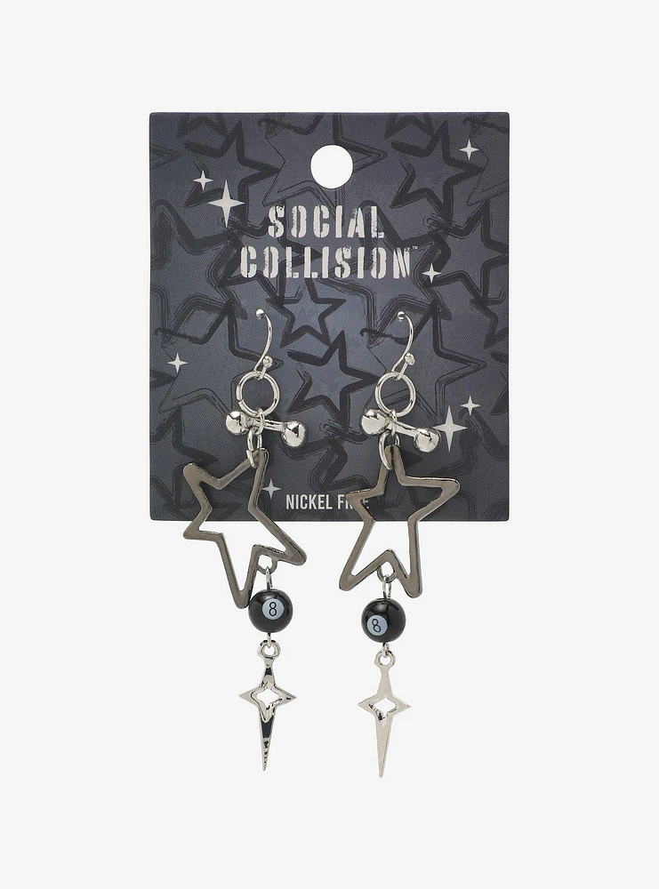 Social Collision Star Pendant 8 Ball Earrings