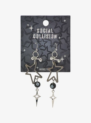 Social Collision Star Pendant 8 Ball Earrings