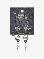 Social Collision Star Pendant 8 Ball Earrings