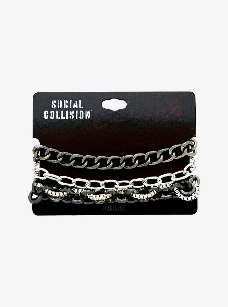 Social Collision Multi Chain Bracelet Set