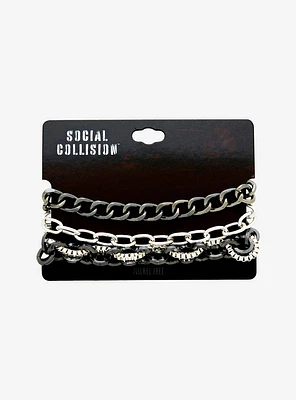 Social Collision Multi Chain Bracelet Set