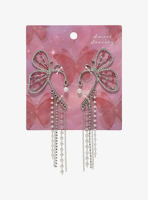 Sweet Society Butterfly Rhinestone Chain Ear Cuff Set