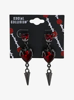 Social Collision Dripping Heart Spike Earrings