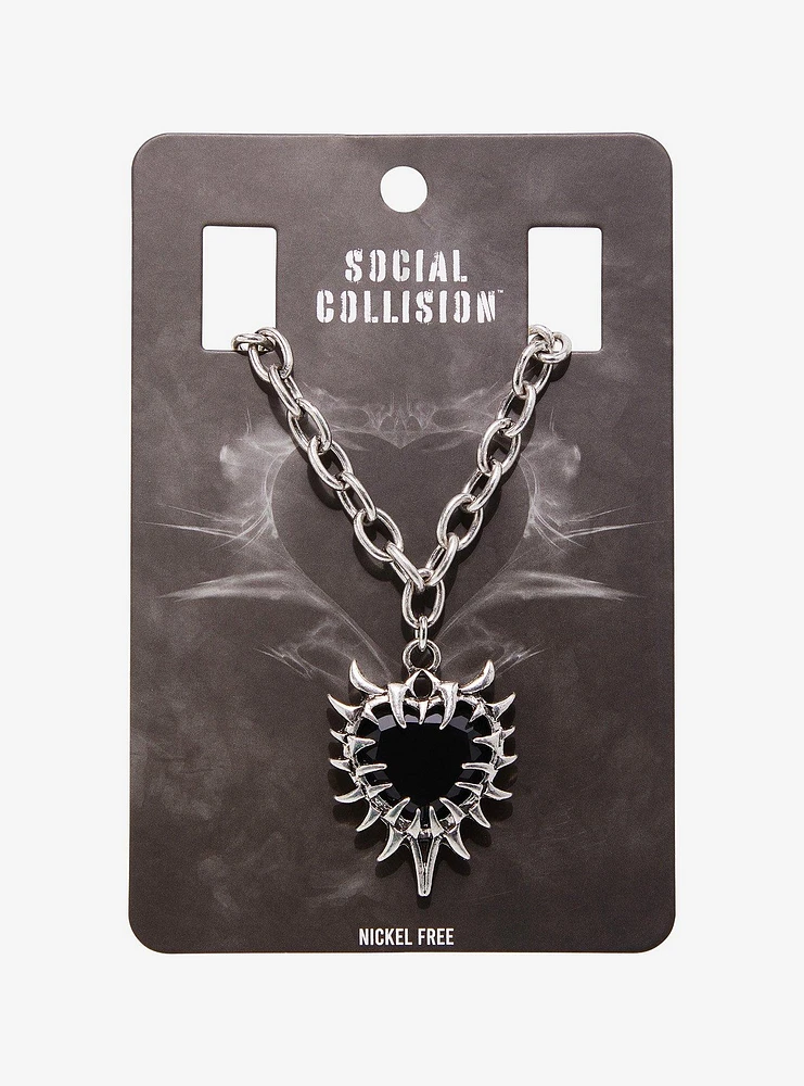 Social Collision Spike Heart Necklace