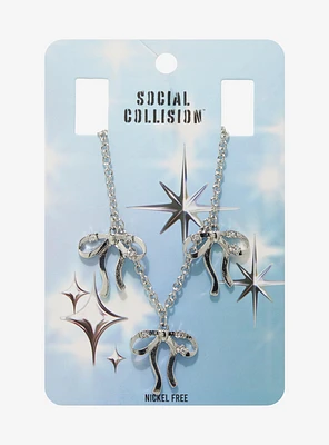 Social Collision Bow Bling Necklace