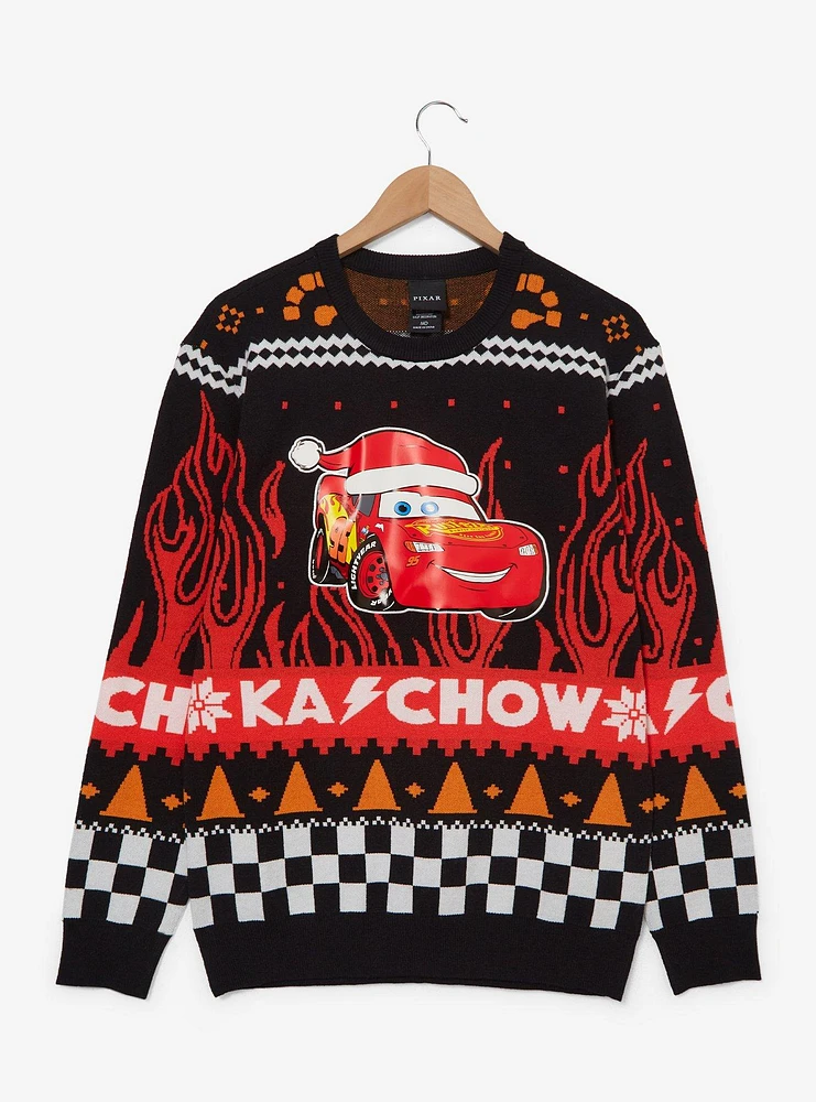 Disney Pixar Cars Lightning McQueen Santa Hat Holiday Sweater — BoxLunch Exclusive