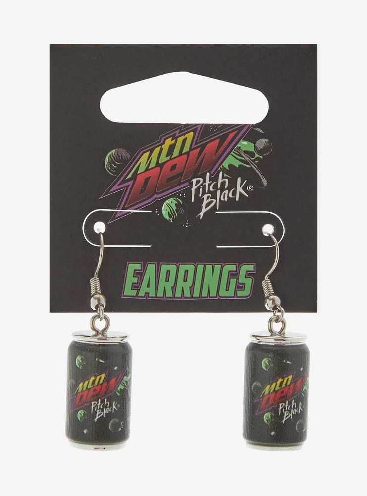 Mountain Dew Pitch Black Soda Can Drop Earrings