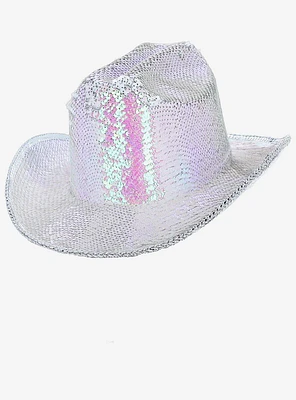 Deluxe Sequin Cowboy Hat Iridescent