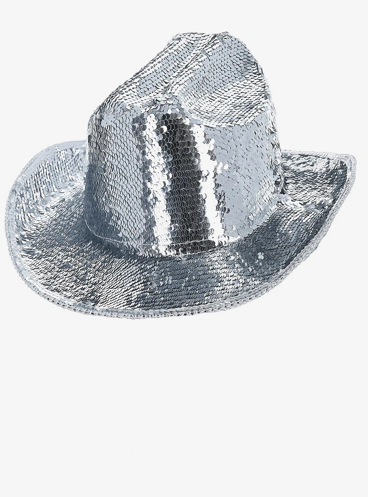 Deluxe Sequin Cowboy Hat Silver