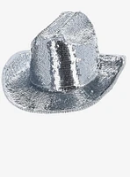 Deluxe Sequin Cowboy Hat Silver