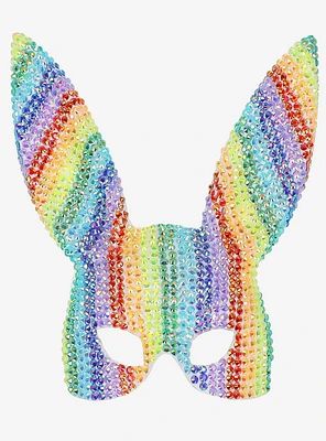 Deluxe Rainbow Jewel Studded Bunny Mask