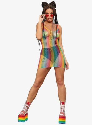 Rainbow Fishnet Dress