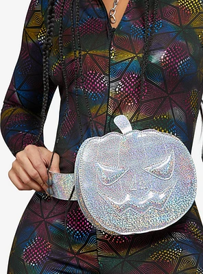 Holographic Pumpkin Fanny Pack Silver