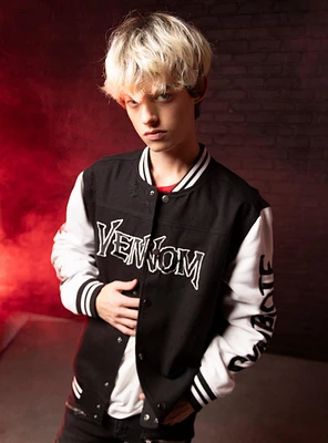 Our Universe Marvel Venom Patches Destructed Varsity Jacket