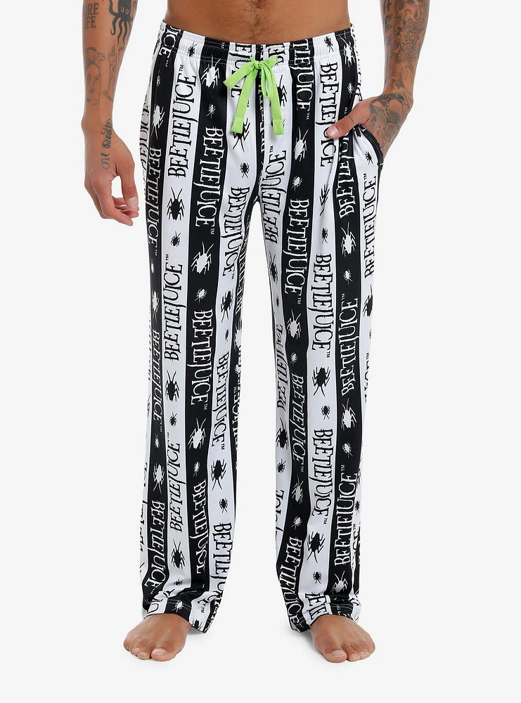 Beetlejuice Logo Stripe Pajama Pants