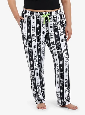 Beetlejuice Logo Stripe Girls Pajama Pants Plus