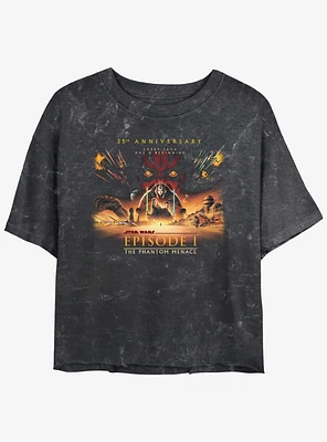 Star Wars Episode I: The Phantom Menace Wide 25th Anniversary Poster Girls Mineral Wash Crop T-Shirt