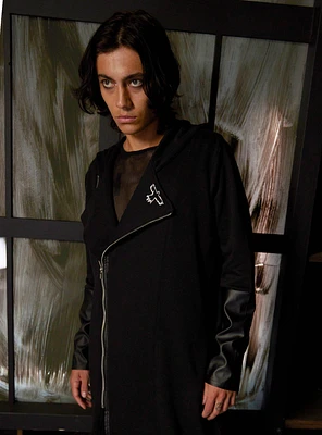 The Crow Logo Moto Hooded Cardigan