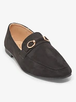 Yoki Black Gold Buckle Loafers