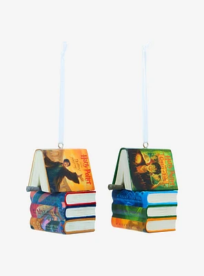 Hallmark Harry Potter Stacked Books With Wand Ornament Set