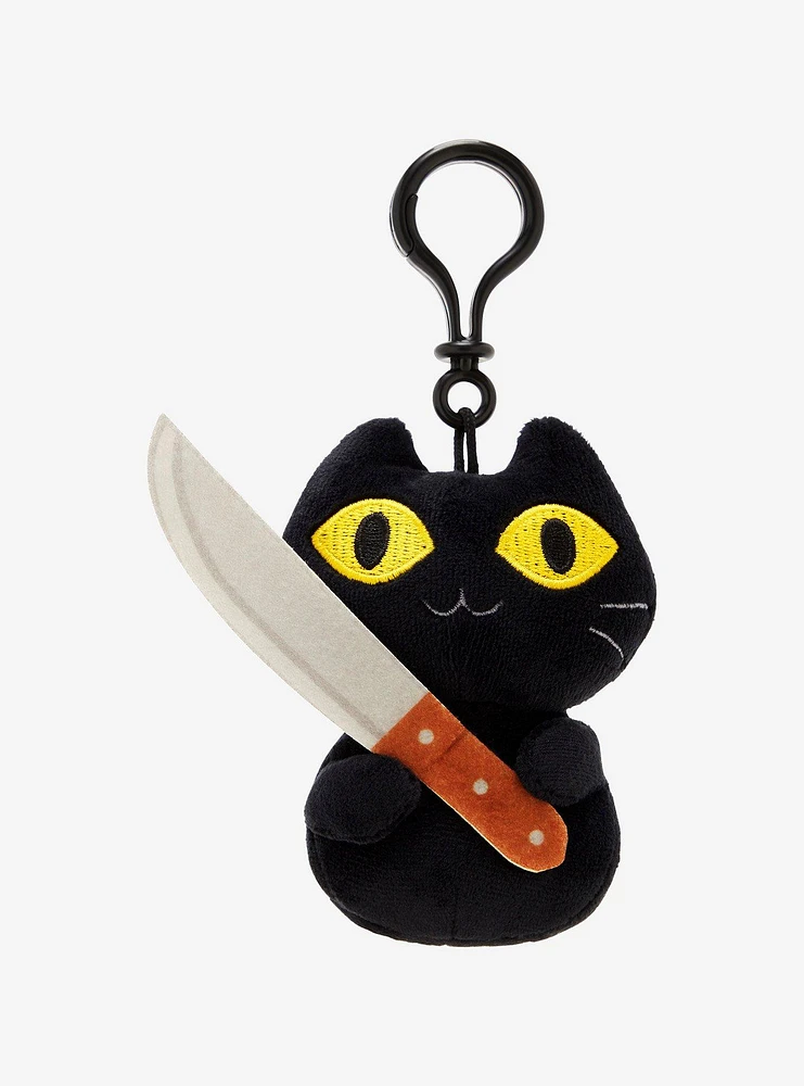 Black Cat Knife Plush Key Chain