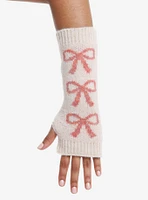 Ivory & Pink Bow Arm Warmers