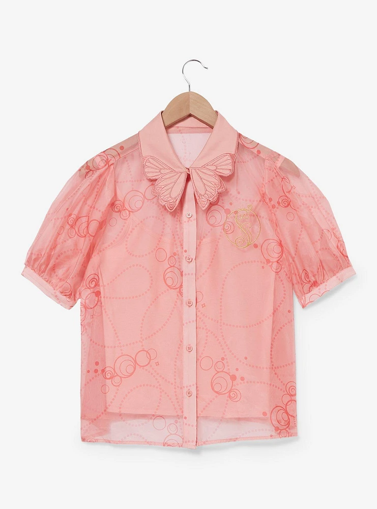 Wicked Glinda Butterfly & Bubble Sheer Women's Button-Up - BoxLunch Exclusive