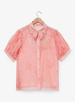 Wicked Glinda Butterfly & Bubble Sheer Women's Plus Button-Up - BoxLunch Exclusive